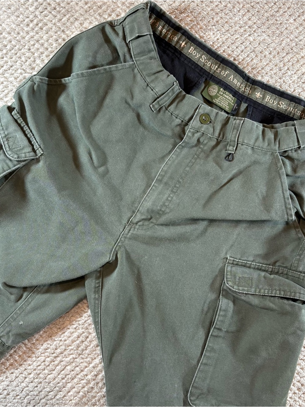 Boy Scouts of America Official Sz 32 Convertible Olive Green Cargo Pants Shorts